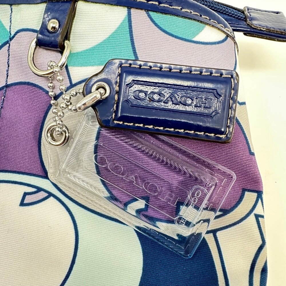 Coach Kyra Scarf Print C Signature Tote Bag Purple/Blue Vintage - No Strap - Picture 9 of 12